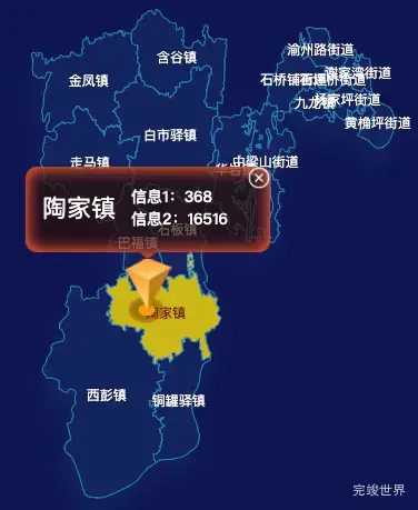 echarts重庆市九龙坡区地图点击弹出自定义弹窗效果实例